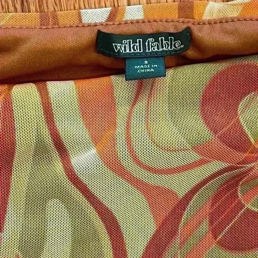 NWT Wild Fable 70’s hippie Skirt Orange Floral sz small - Picture 4 of 4
